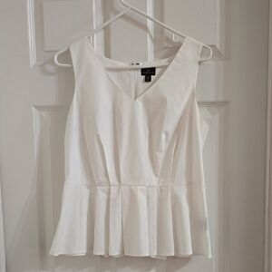 Women's White V-Neck Peplum Top